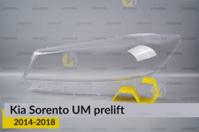 Скло фари KIA Sorento UM (2014-2018) дорест ліве