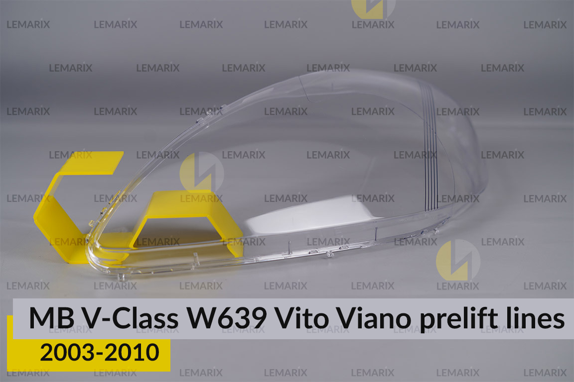 Скло фари Mercedes-Benz V-Class W639 Vito Viano (2003-2010) полоски дорест ліве