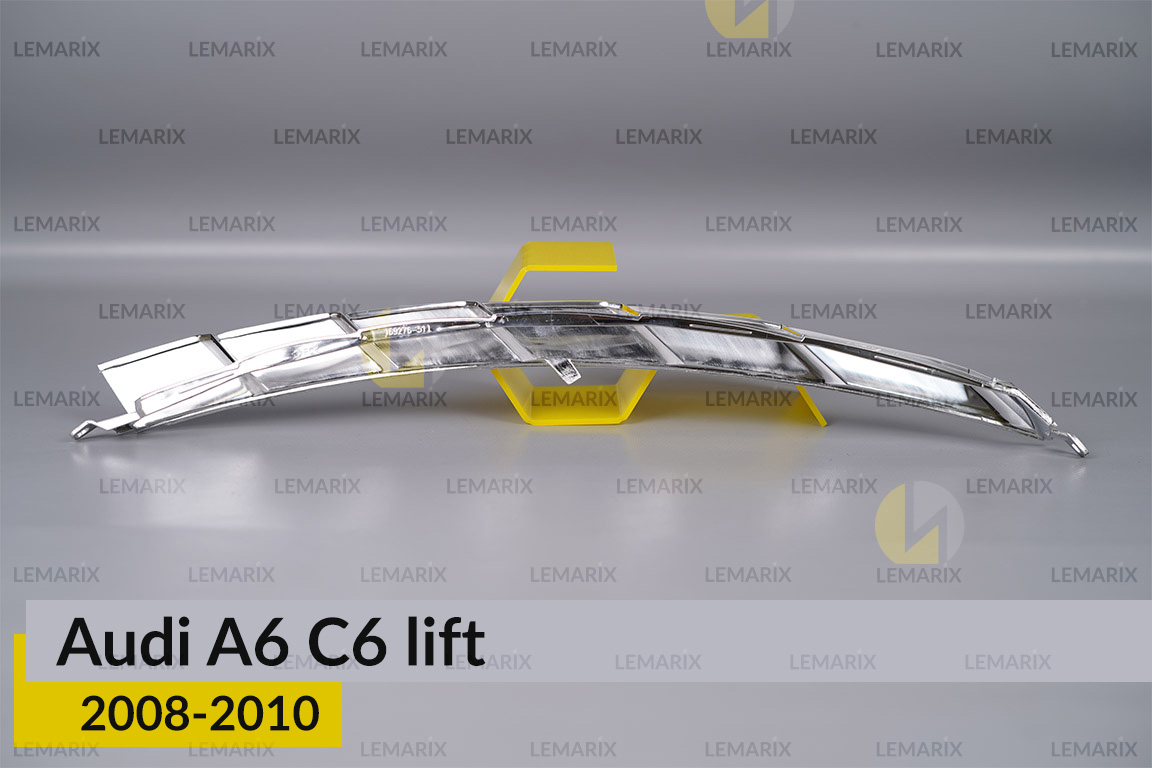 Хромированная декоративная маска верхняя Audi A6 C6 (2008-2010) рест левая