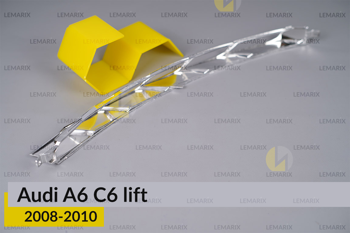 Хромированная декоративная маска верхняя Audi A6 C6 (2008-2010) рест левая