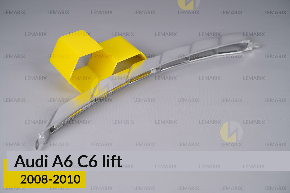 Хромированная декоративная маска верхняя Audi A6 C6 (2008-2010) рест левая