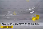 Скло фари Toyota Corolla E170 E180 Asia (2016-2019) рест ліве