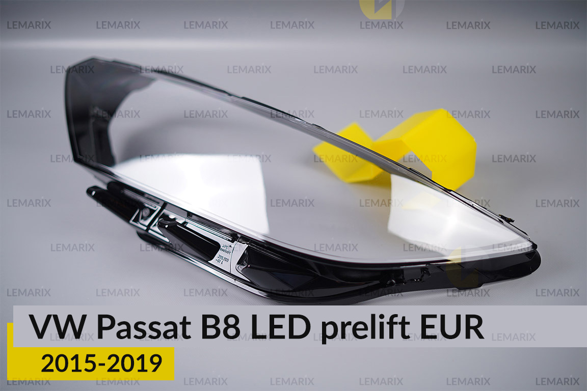 Скло фари VW Volkswagen Passat B8 LED EUR (2015-2019) дорест ліве