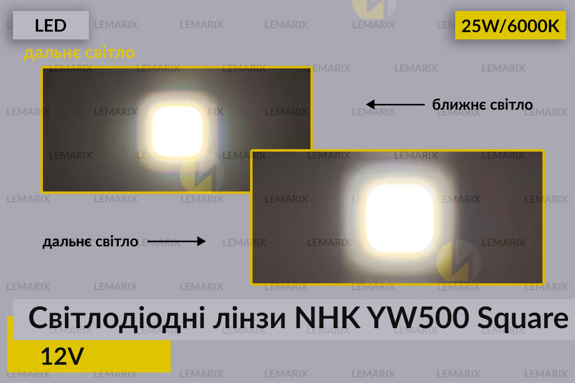 Светодиодные LED-линзы дальнего света NHK YW500 Square (квадратный луч)
