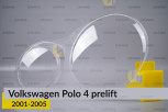 Скло фари VW Volkswagen Polo 4 (2001-2005) дорест ліве