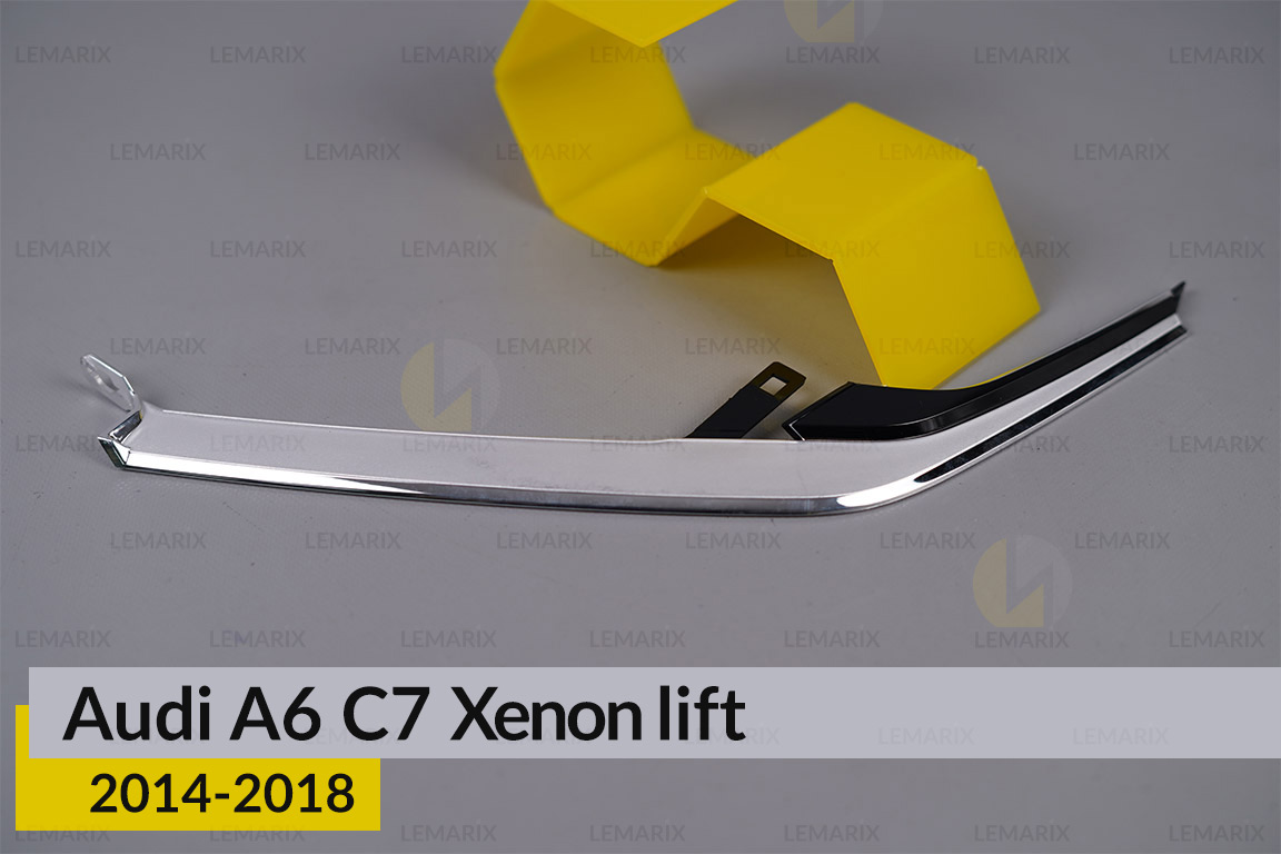 Хромована декоративна маска середня Audi A6 C7 Xenon (2014-2018) рест ліва