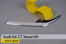 Хромована декоративна маска середня Audi A6 C7 Xenon (2014-2018) рест ліва