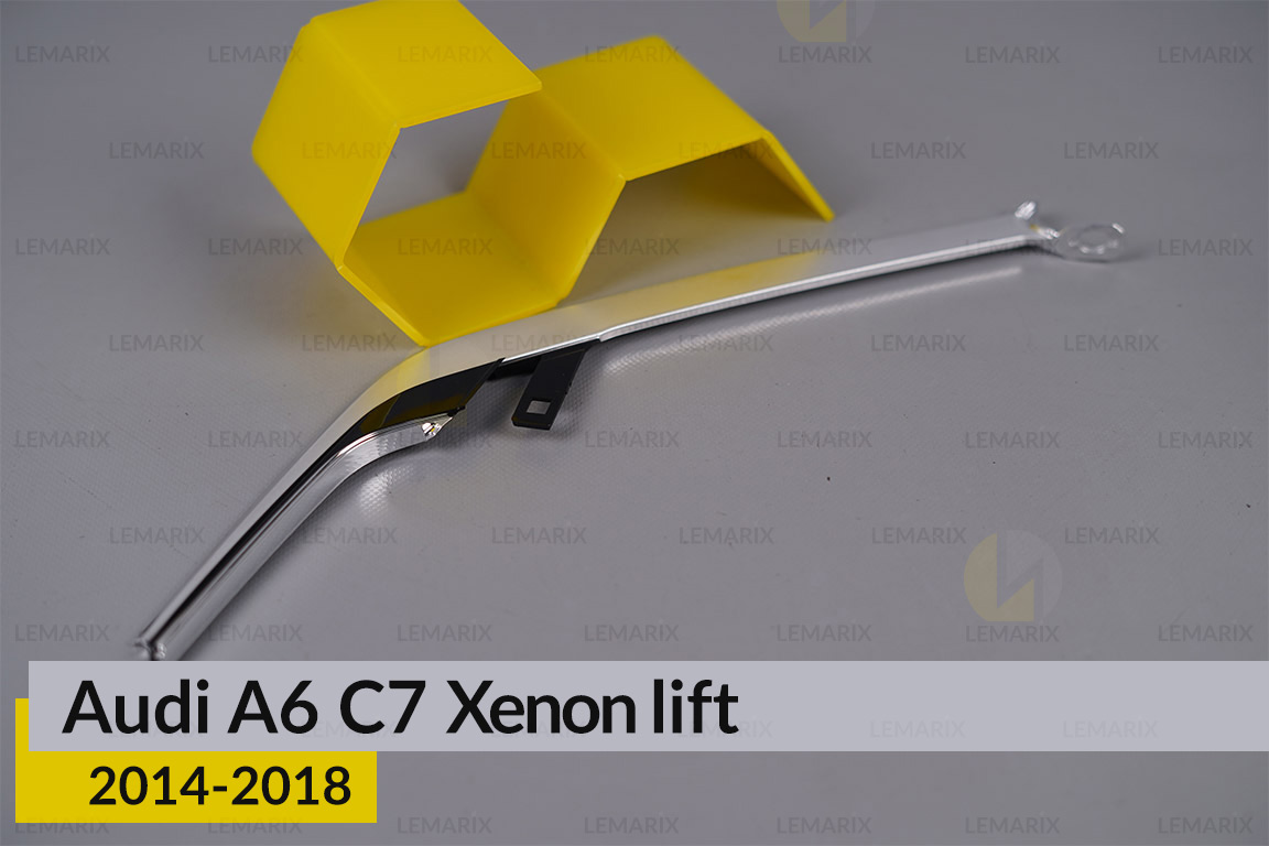 Хромована декоративна маска середня Audi A6 C7 Xenon (2014-2018) рест ліва