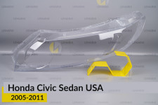 Стекло фары Honda Civic Sedan USA (2005-2011) левое
