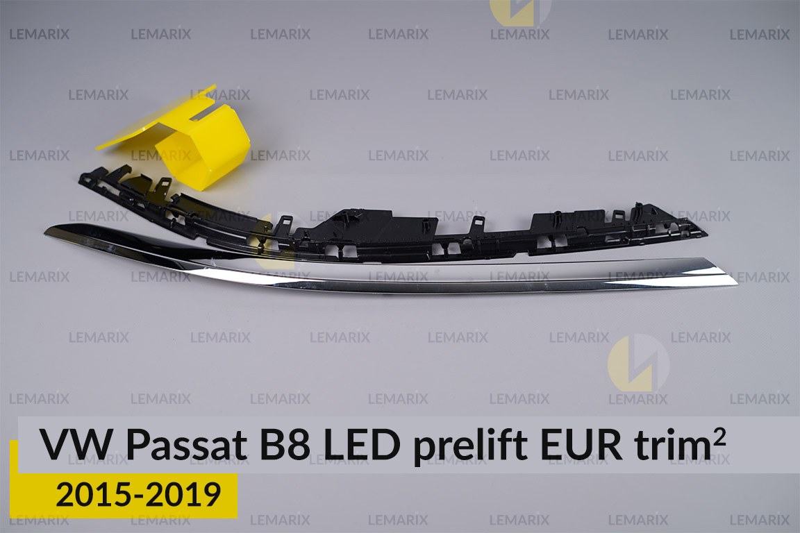 Хромована накладка на фари VW Volkswagen Passat B8 LED EUR (2015-2019) дорест на 2 деталі права