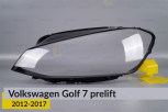 Скло фари VW Volkswagen Golf 7 (2012-2017) полоски дорест ліве