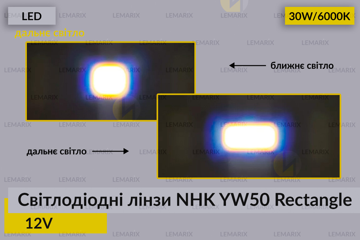 Світлодіодні LED-лінзи дальнього світла NHK YW50 Rectangle (прямокутний промінь)