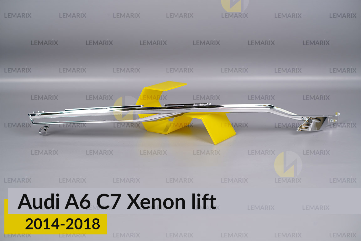 Хромована декоративна маска під світловод Audi A6 C7 Xenon (2014-2018) рест ліва