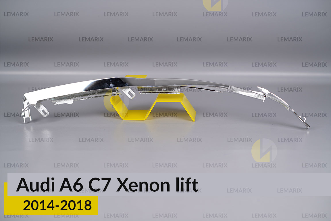 Хромована декоративна маска під світловод Audi A6 C7 Xenon (2014-2018) рест ліва