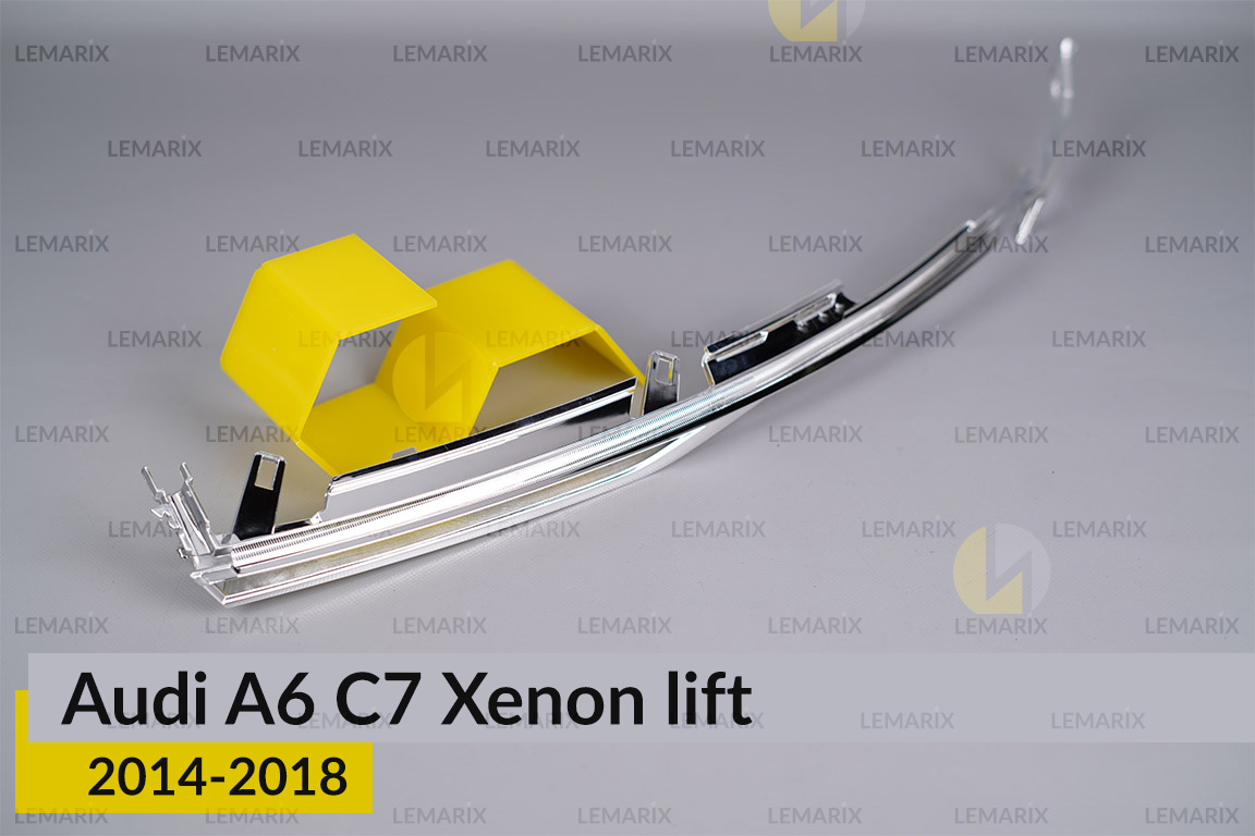 Хромована декоративна маска під світловод Audi A6 C7 Xenon (2014-2018) рест ліва