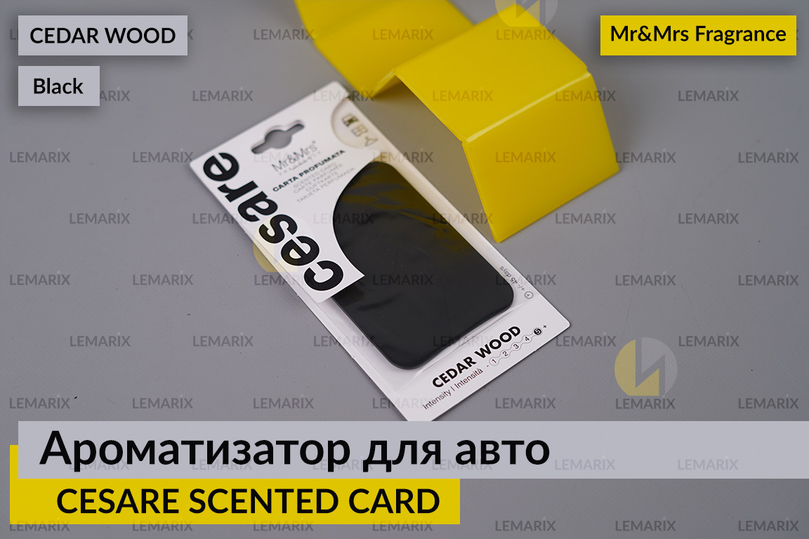 Ароматизатор для авто CESARE SCENTED CARD/АРОМАТНА КАРТКА чорний КЕДР/CEDAR WOOD – Mr&Mrs Fragrance