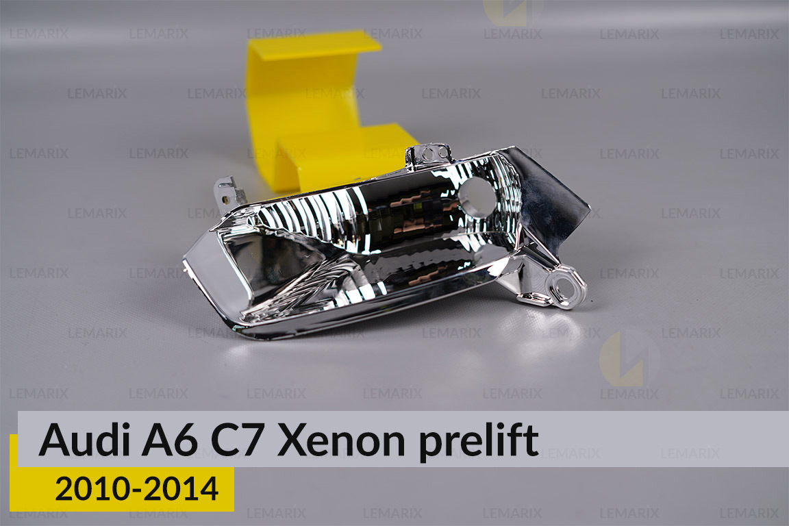 Хромована маска світлорозсіювача Audi A6 C7 Xenon (2010-2014) дорест ліва