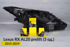 Ремкомплект кріплення корпуса фар Lexus RX AL20 (2015-2019) дорест правий – 3 од.