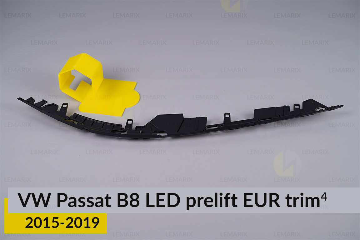 Хромована накладка на фари VW Volkswagen Passat B8 LED EUR (2015-2019) дорест на 4 деталі ліва