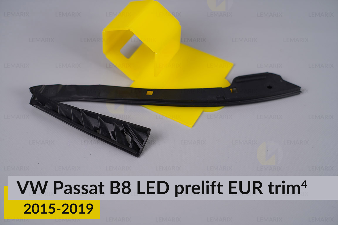 Хромована накладка на фари VW Volkswagen Passat B8 LED EUR (2015-2019) дорест на 4 деталі ліва