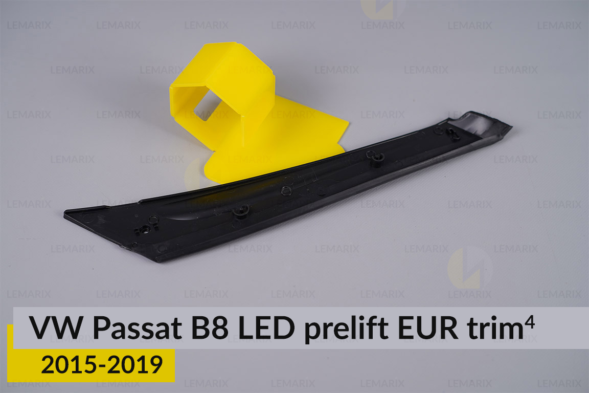 Хромована накладка на фари VW Volkswagen Passat B8 LED EUR (2015-2019) дорест на 4 деталі ліва