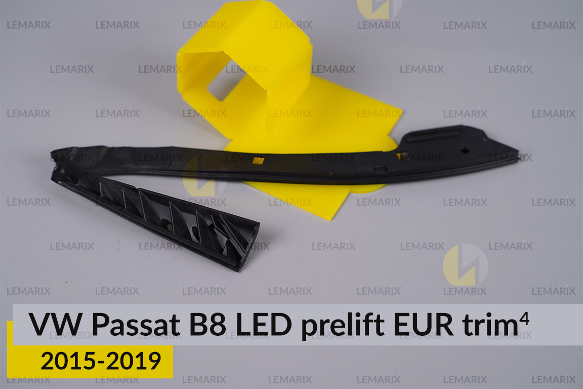 Хромована накладка на фари VW Volkswagen Passat B8 LED EUR (2015-2019) дорест на 4 деталі ліва