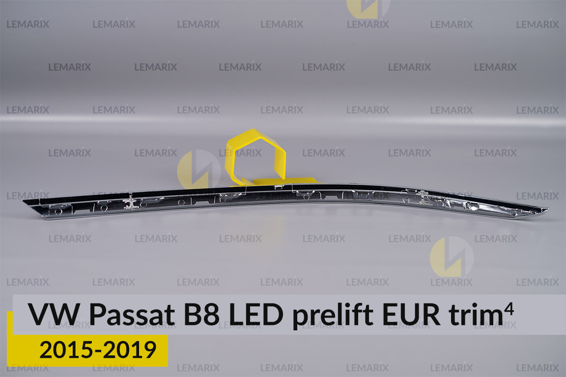 Хромована накладка на фари VW Volkswagen Passat B8 LED EUR (2015-2019) дорест на 4 деталі ліва