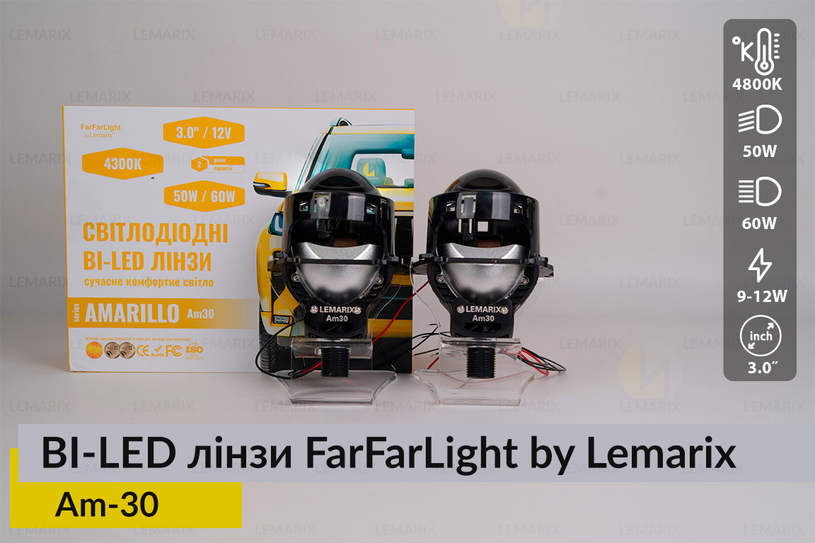 Светодиодные BI-LED линзы FarFarLight by Lemarix серии Amarillo – Am30