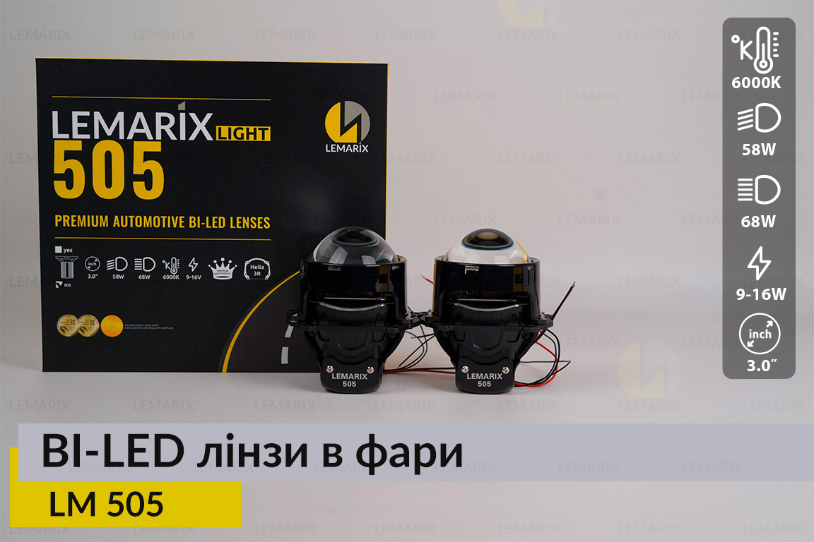 Автомобільні BI-LED лінзи в фари Lemarix 505