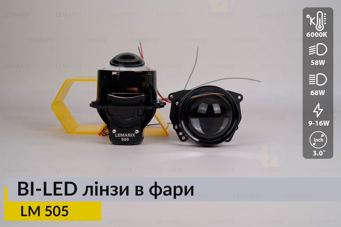 Автомобільні BI-LED лінзи в фари Lemarix 505