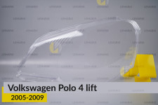 Скло фари VW Volkswagen Polo 4 (2005-2009) рест ліве