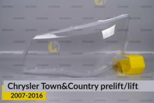 Скло фари Chrysler Town&Country (2007-2016) дорест/рест ліве