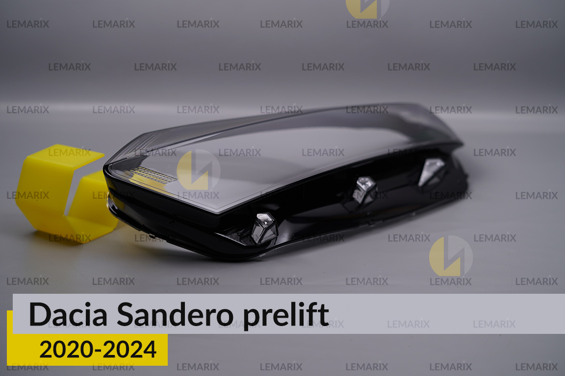Скло фари Dacia Sandero (2020-2025) дорест/1 рест ліве