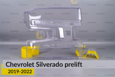 Стекло фары Chevrolet Silverado (2019-2022) дорест правое