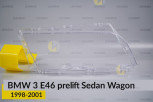 Скло фари BMW 3 E46 Sedan Wagon (1998-2001) дорест праве