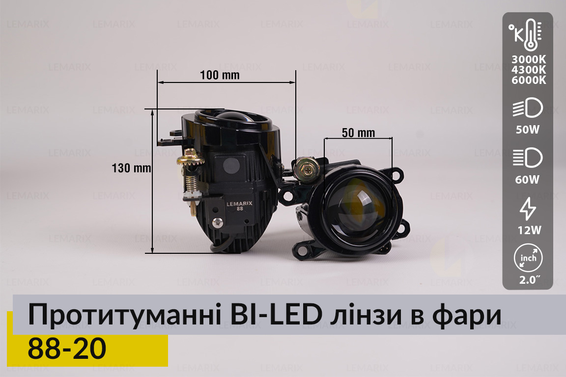 Протитуманні BI-LED лінзи в фари Lemarix 88-20