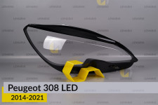 Скло фари Peugeot 308 LED (2014-2021) праве