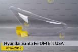 Скло фари Hyundai Santa Fe DM USA (2016-2019) рест праве