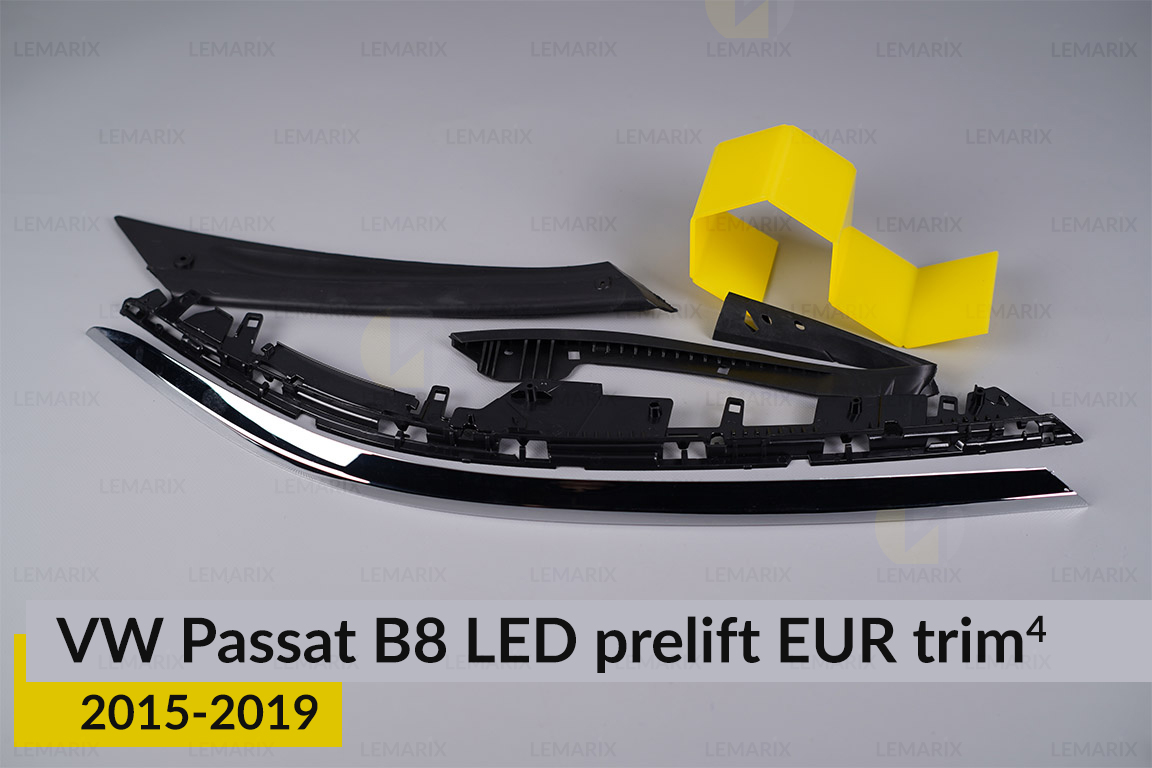 Хромована накладка на фари VW Volkswagen Passat B8 LED EUR (2015-2019) дорест на 4 деталі права
